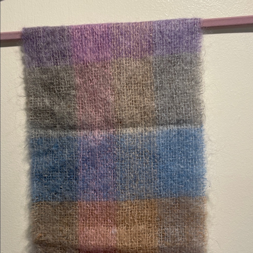 Vintage Mohair Argyle Rectangular Plaid Multicolor Scarf - Picture 5 of 10